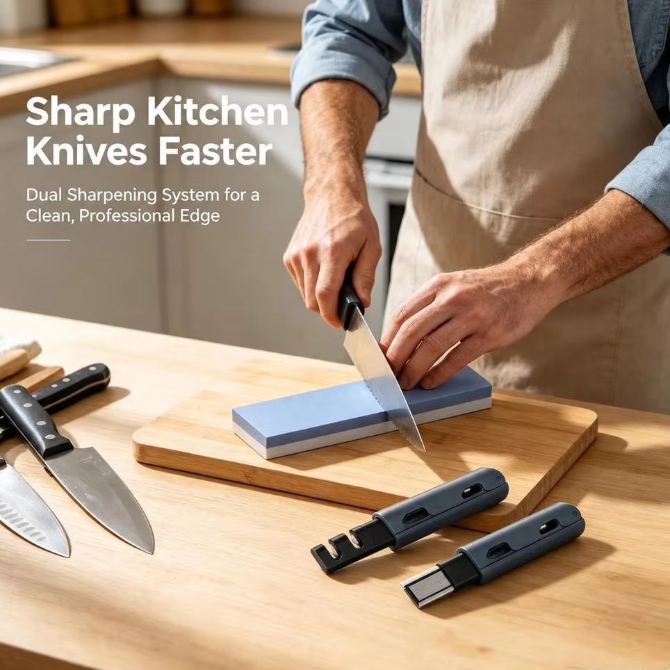 Commercial Kitchen Knife Sharpener - Набор из 3 предметов: точильный камень,
