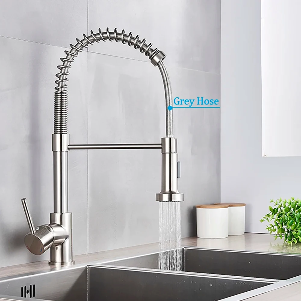 Commercial Kitchen Sink - Пружинный матовый никель, кухонный смеситель, монтируемый